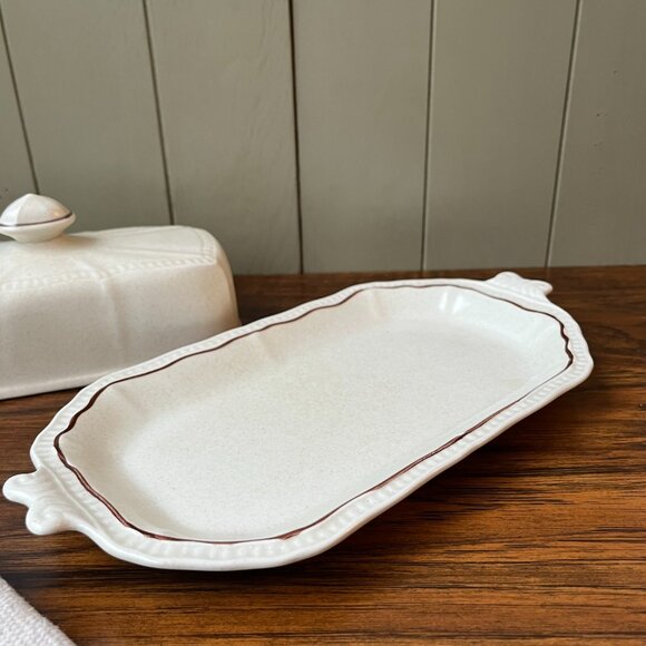Kensington Staffordshire Handcrafted England Ironstone Butter Dish - Picture 7 of 15